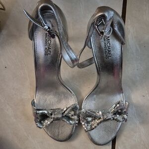 Michael Kors Silver Sequin Bow Heels